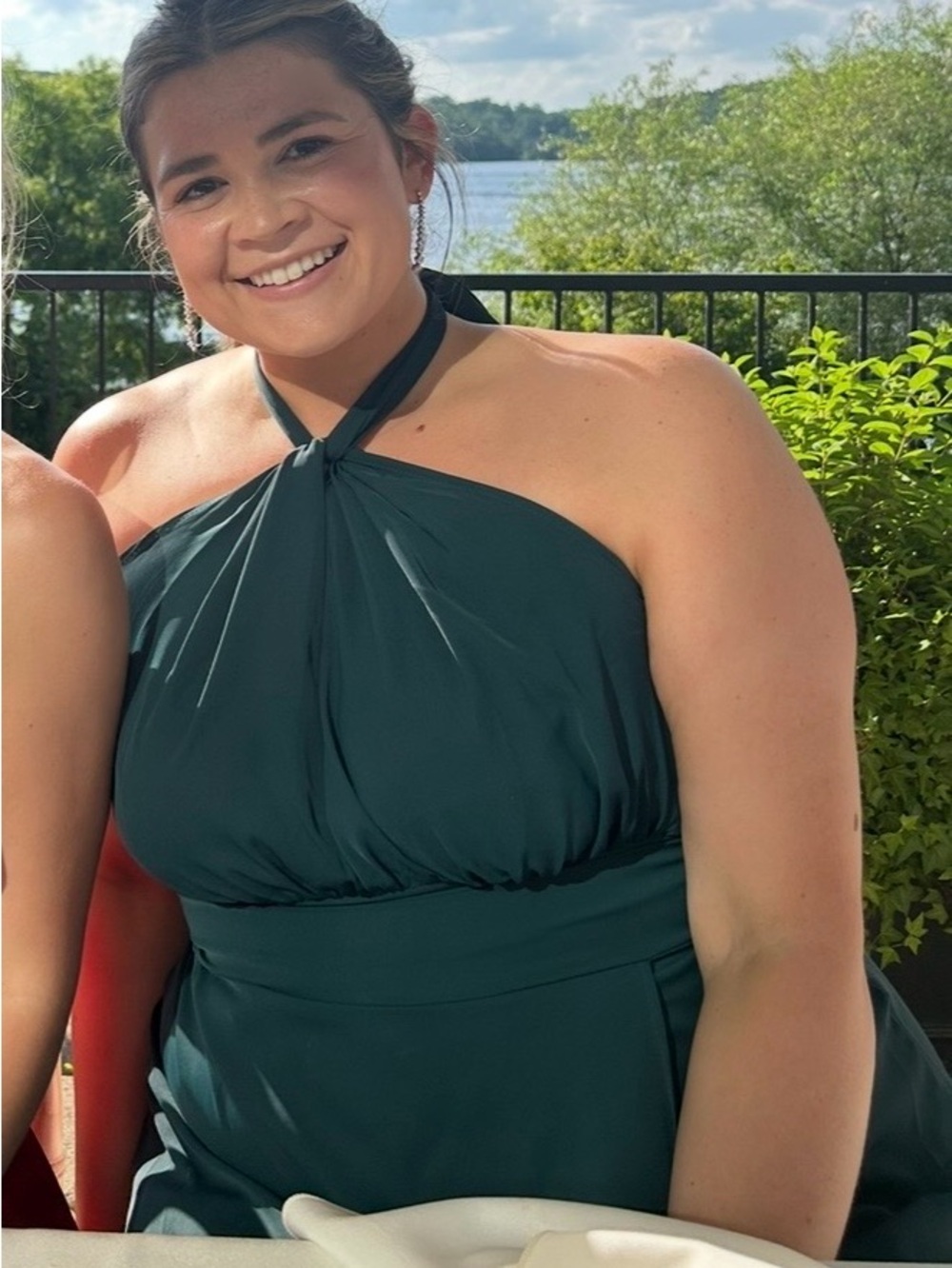 SHEIN Dark Emerald Halter Neck Evening Dress